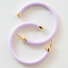 Load image into Gallery viewer, Hoops - Lavender with Pearls