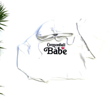 Load image into Gallery viewer, white hooded babe sweatshirt
